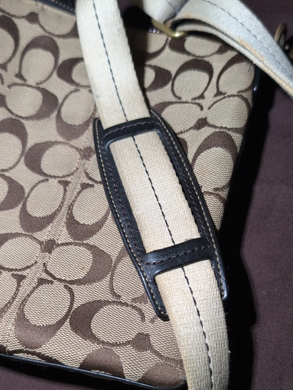 Coach Monogram Gigi Signature Legacy Canvas Messenger Bag in Brown and Tan